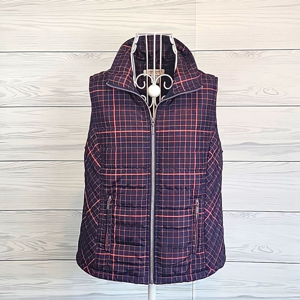 Christopher& Banks blue and red checkered lightweight vest Women's Size PS